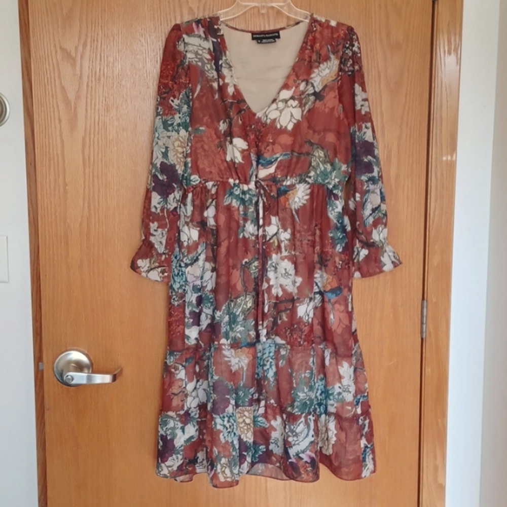 HEMANT & NANDITA @ Anthropologie Zeri Peasant Floral Print Dress ** SZ 10 - Picture 4 of 10